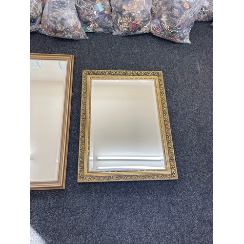 299 - 3 Large gilt framed mirrors, largest measures approximately 40 inches tall 27 inches wide