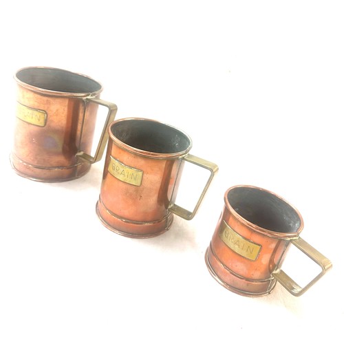 116 - Set of vintage copper grain cups