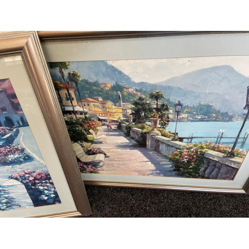 265 - Three framed Spanish themed prints  Largest measures approximately 28 inches tall 37 inches wide