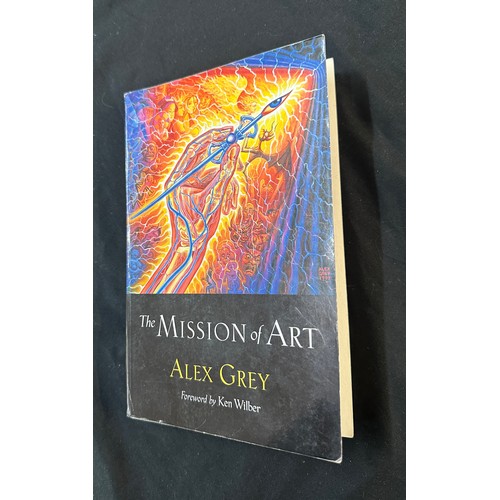 386 - Large Alex Grey signed print with a signed alex grey book, print measures approximately 48 inches by... 