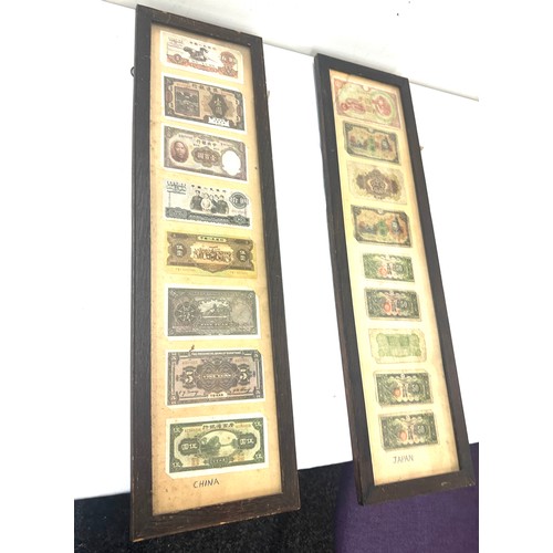 269 - Framed Chinese and Japanese vintage bank notes measures approximately 31 inches tall