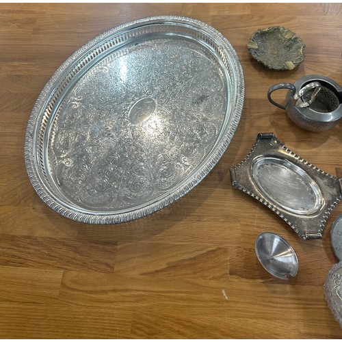 205 - Selection of metalware includes pewter, silver plate etc