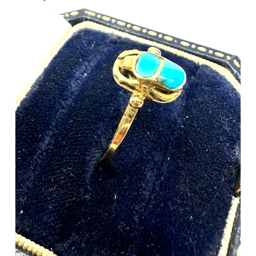 55 - Vintage egyption 18ct gold scarab ring weight 1.9g