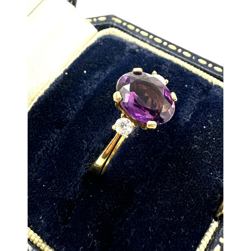 79 - 18ct gold amethyst &  diamond ring weight 3.1g