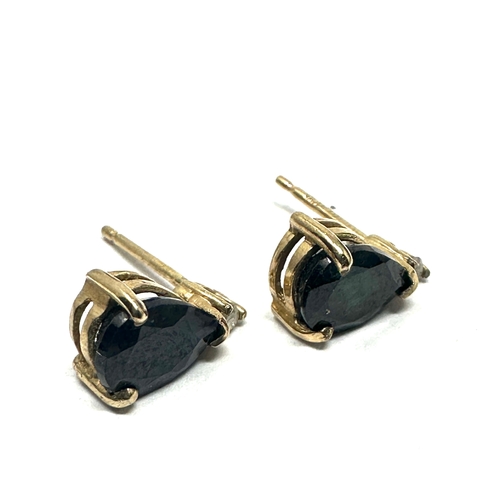 99 - 9ct gold sapphire & diamond earrings weight 1.3g