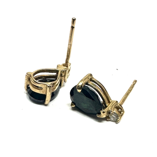 99 - 9ct gold sapphire & diamond earrings weight 1.3g