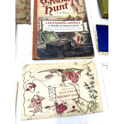 509 - Selection of vintage textiles includes antique samplers etc