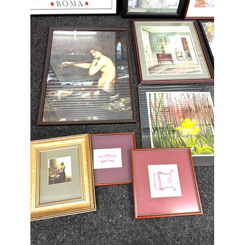 156 - Large selection of framed pictures and prints largest measures approximately 40 inches tall 28 inche... 