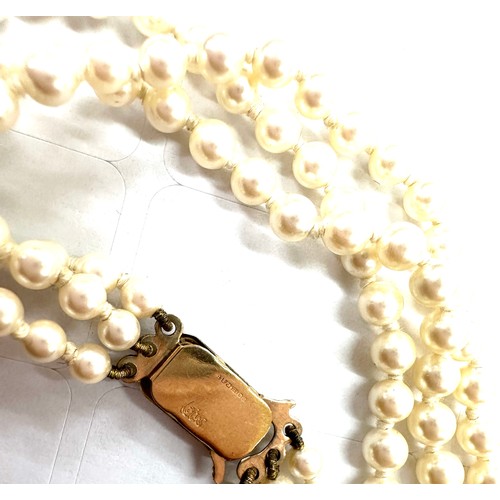 520 - Vintage lotus pearl bead necklace with large 9ct gold clasp