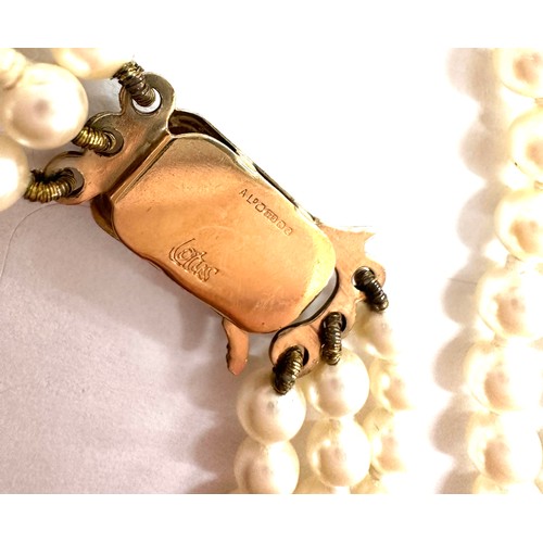 520 - Vintage lotus pearl bead necklace with large 9ct gold clasp