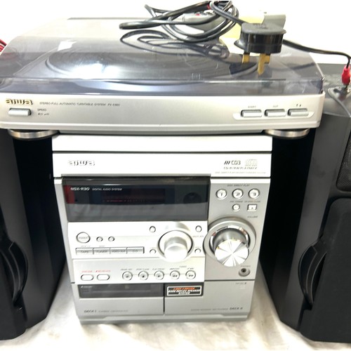 180 - Aiwa sound system Px e86ok, cx_nr3ck with sharp speakers cp_c600E (BK) untested