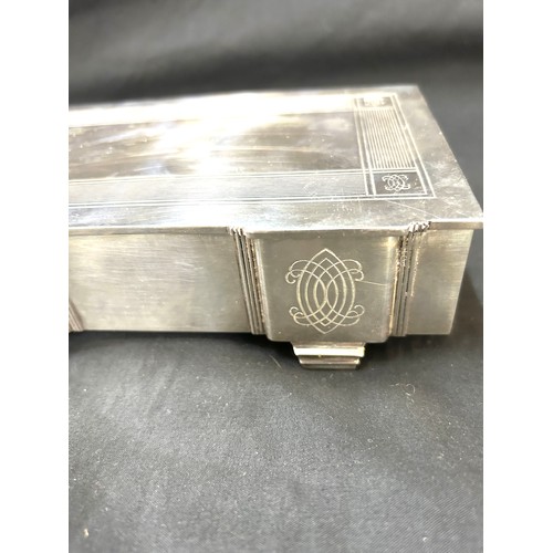 489 - Vintage silver cigarette box, Birmingham silver hallmarks, makers marks D&F.