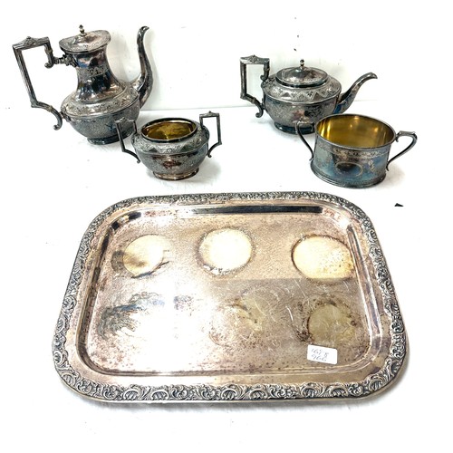 501 - Four piece Victorian silver plated tea set on tray