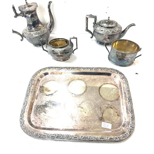 501 - Four piece Victorian silver plated tea set on tray