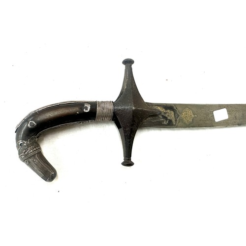 511 - 18th/early 19th century Shamshir sword the blade with gold inlay. Blade length approx 77 cm