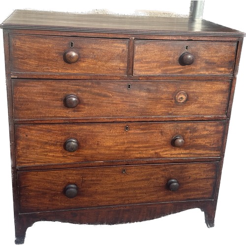 335 - 2 over three mahogany chest missing handle measures approximately 42 inches tall 42 inches wide 22 i... 