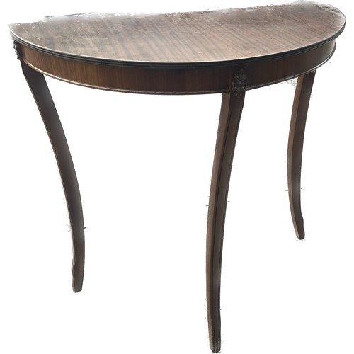 301 - Half moon hall table measures approximately 27 inches tall 29 inches wide 14 inches depth