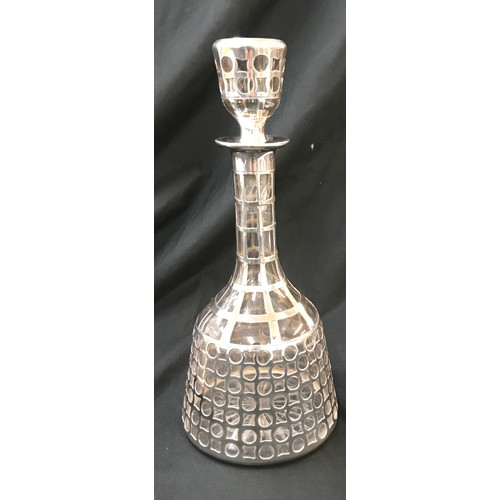 1 - Pair of glass decanters with a sterling silver overlay hallmarked overall height approx 10 inches ta... 