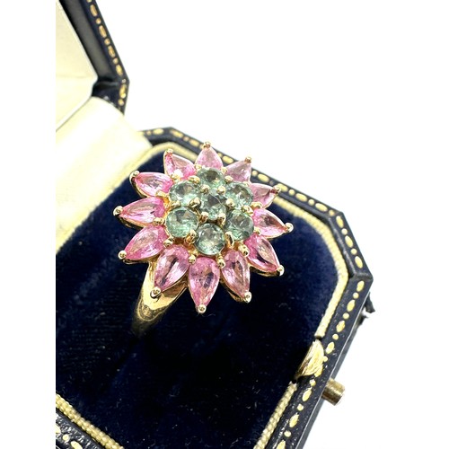 213 - 14ct Gold Vintage Pink And Green Sapphire ring(5.5g)