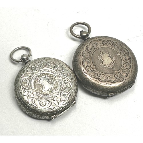 401 - x 2 antique silver Fob Watches Key Wind Working