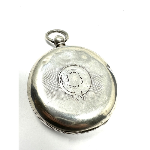 400 - silver open face pocket watch  the watch is ticking no crystal