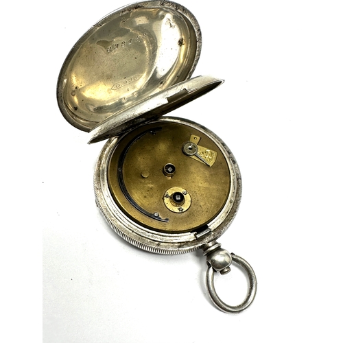 400 - silver open face pocket watch  the watch is ticking no crystal