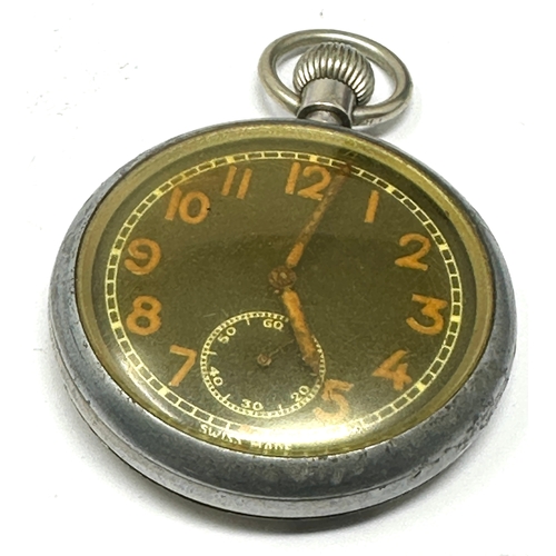 404 - military ww2 open face pocket watch the watch is not ticking  balance spins