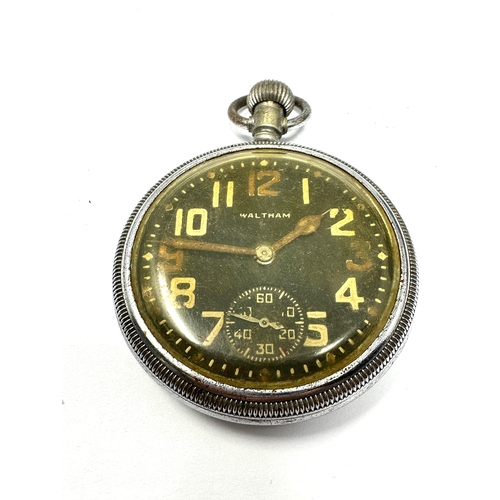 405 - Military ww2 waltham 16s open face pocket watch the watch is not ticking