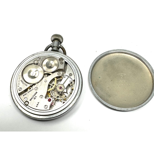 405 - Military ww2 waltham 16s open face pocket watch the watch is not ticking