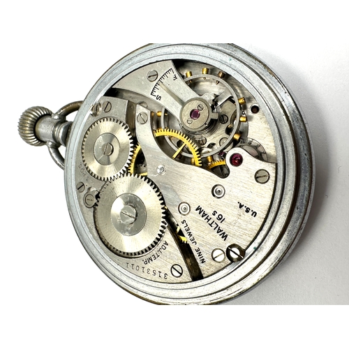 405 - Military ww2 waltham 16s open face pocket watch the watch is not ticking