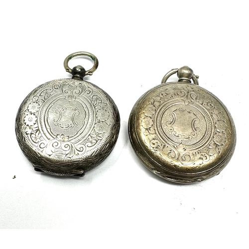 403 - 2 antique silver fob watches both untested