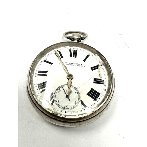 406 - Antique w.h.wightman east kirkby nottingham silver open face pocket watch the watch is not ticking g... 