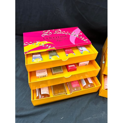 62 - 2 Brand new L'occitane 3 drawer gift sets to include hand cream, shower gel soaps etc