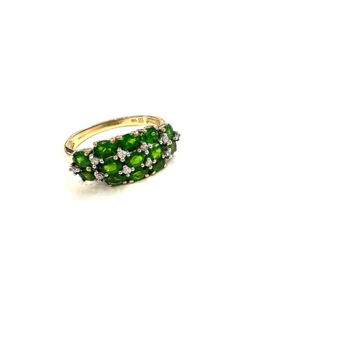 536 - Ladies 9ct gold diamond and stone set dress ring, weight approximately 3.5 grams ring size R