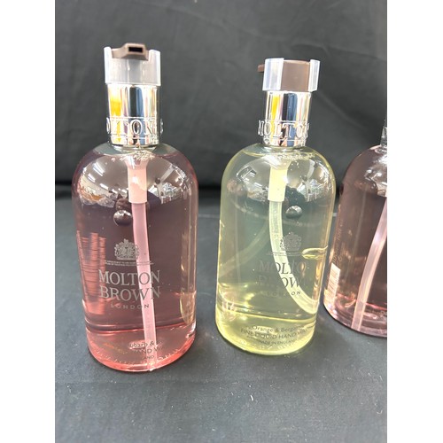 68 - 4 Brand new Molton Brown handwash to include 2 x Rhubarb and rose, Orange and Bergamont, 300ml bottl... 