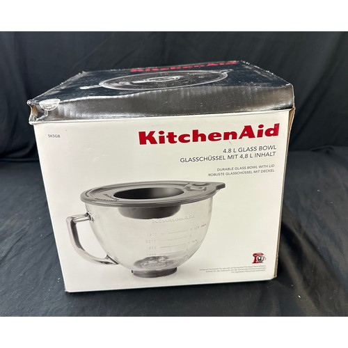 276 - KitchenAid 4.8l glass bowl with lid, accessory only, no stand included