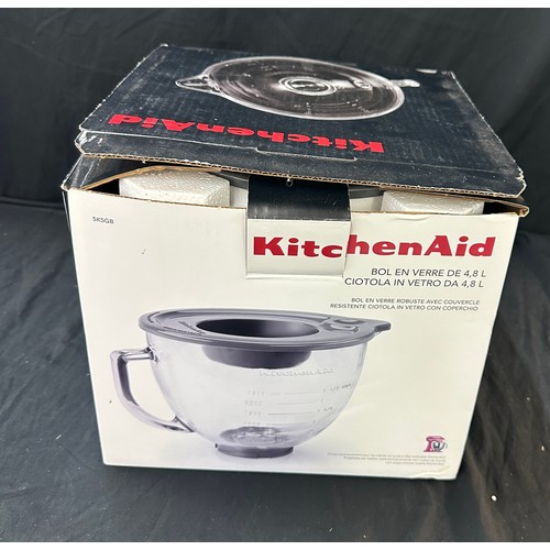 276 - KitchenAid 4.8l glass bowl with lid, accessory only, no stand included