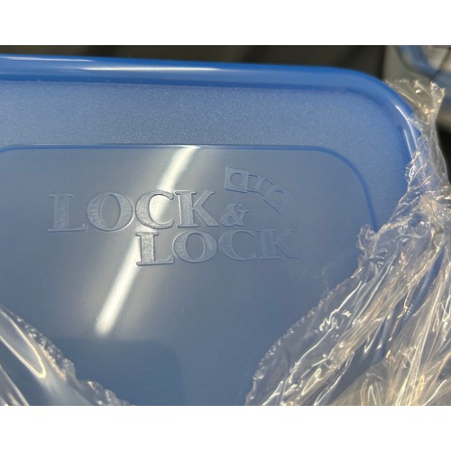 258 - Set of approx 20 brand new LocknLock blue topped plastic storage containers, various sizes