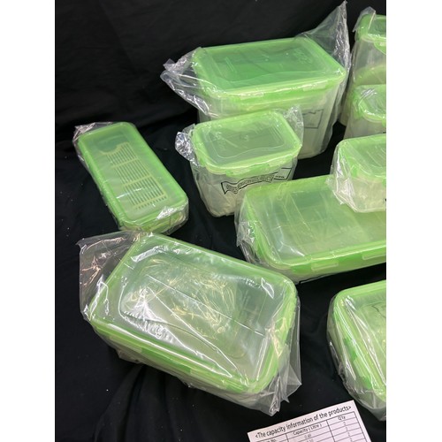 145 - Set of approx 22 brand new LocknLock green topped plastic storage containers, various sizes