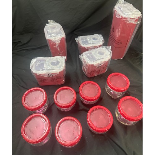 168 - Set of approx 13 brand new LocknLock pink plastic storage containers, various sizes