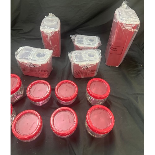 168 - Set of approx 13 brand new LocknLock pink plastic storage containers, various sizes