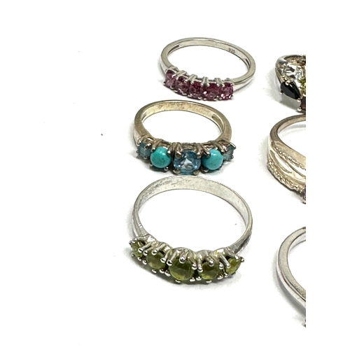 347 - Six silver stone set rings (15g)