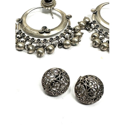 344 - Three pairs of silver earrings including stone set (53g)