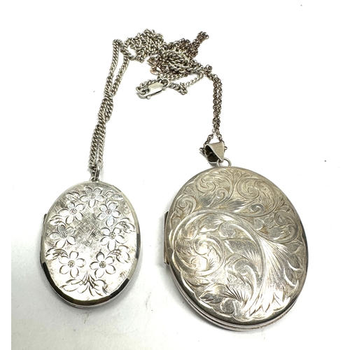 361 - Two vintage silver lockets with chains (58g)