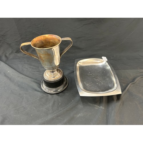 205 - Selection of metalware includes pewter, silver plate etc