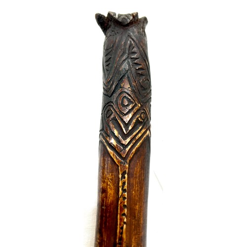 478 - Papua New Guinea carved cassowary bone daggers having incised motifs approximate length 41cm