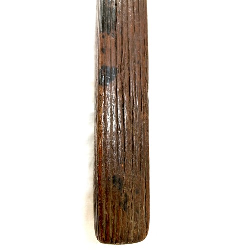 479 - Early 20th century Fijian tribal tapa beater, the club end of square form with rows of grooves to tw... 