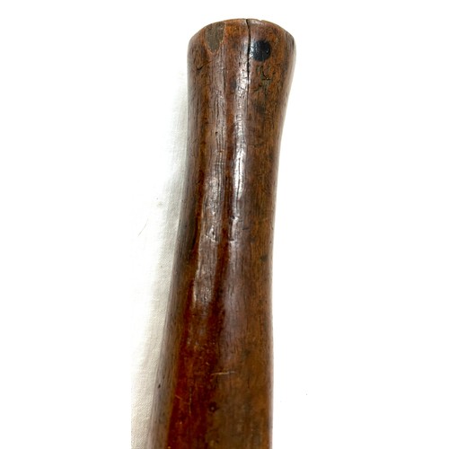 479 - Early 20th century Fijian tribal tapa beater, the club end of square form with rows of grooves to tw... 