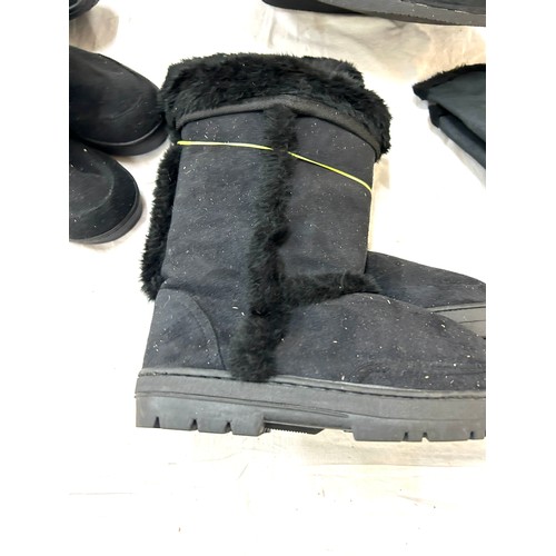 355 - 6 pairs of ladies fur mid length boots sizes 1,2,4,5,6