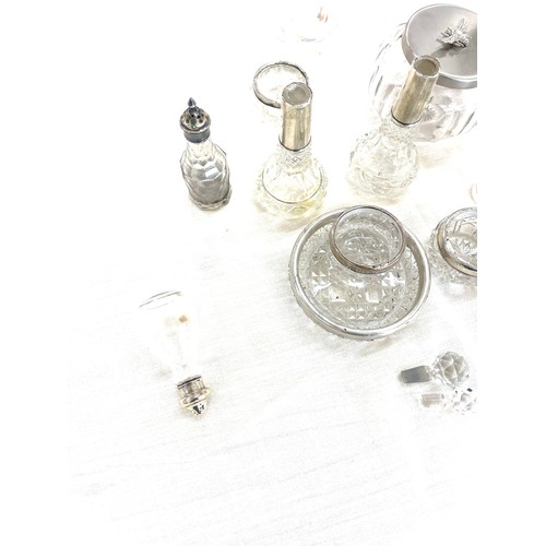 363 - Quantity of hallmarked silver glassware including 5x salts, pair of perfume bottles, other silver & ... 